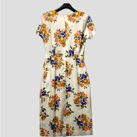 Day Dress VTG Hand Made Momcore Short Sleeve Midi Fruit Floral Pleat M Cottage - Picture 2 of 12